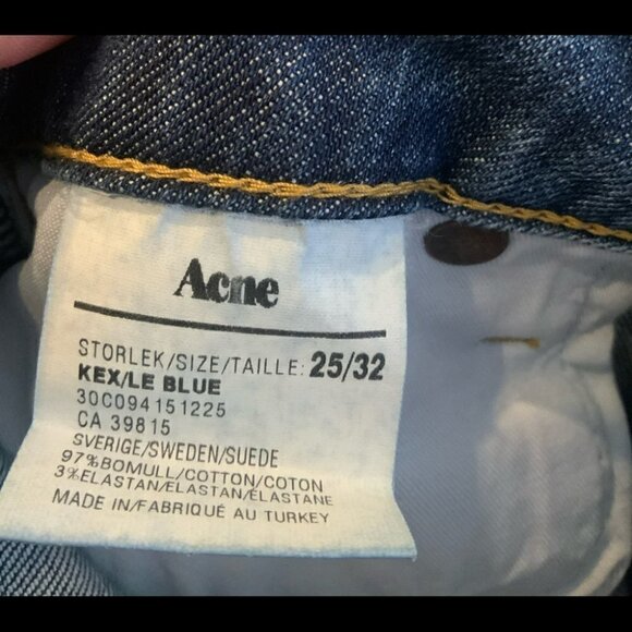 Acne BNWT Kex Soft Raw Skinny Stretchmed Wash Blue Jeans Size 25 - Picture 6 of 9